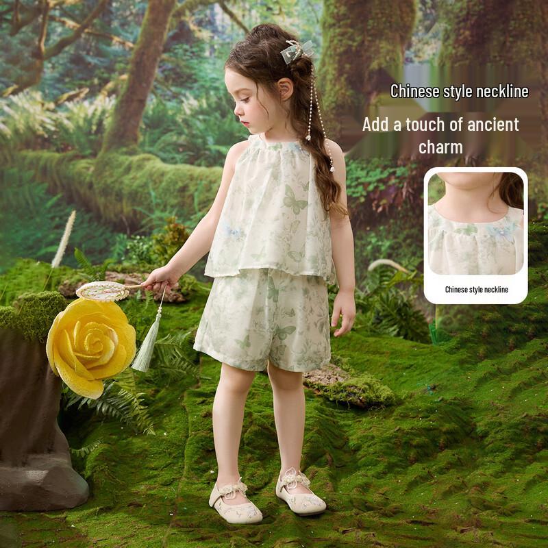 ASK JUNIOR Girls  National Style Print Sleeveless Top & Shorts Set 110