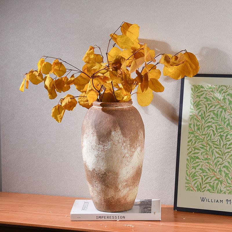 Keramikvase Retro Tonkrug Grobkeramik Blumenvase Keramikhandwerk Blumentopf Heimdeko Zubehör