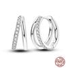 Sparkling Women Hoop Earrings 925 copper Heart Shape Star Moon Round Blue Zircon Fit Origina Drop Earrings Zircon Holiday gifts