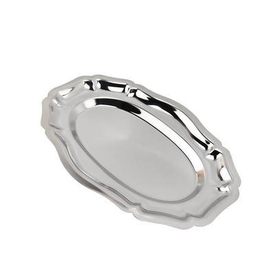 Vintage Mirror Face Cake Tray Embossed Stainless Steel Dessert Plate Household Storage Plate Home Decoration