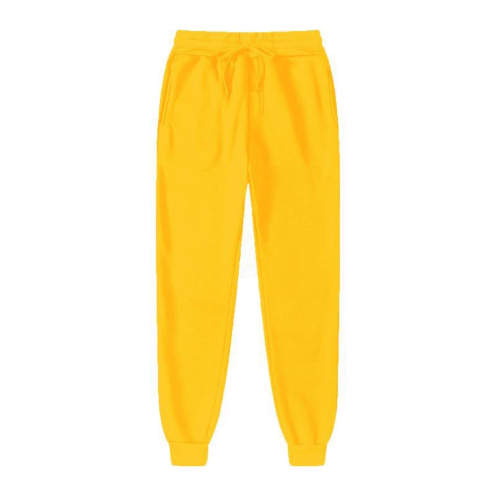 Loose Fit Casual Sweatpants with Elastic Waistband and Adjustable Drawstring Streetwear Style Comfortable Jogger Pants for Everyday Wear L жёлтый