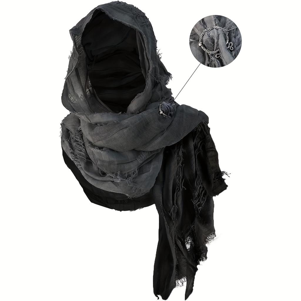 Medieval Renaissance Cloak Cape with Viking Brooch - Hooded Shawl Scarf for Halloween Costumes, Streetwear & Pop Culture Events