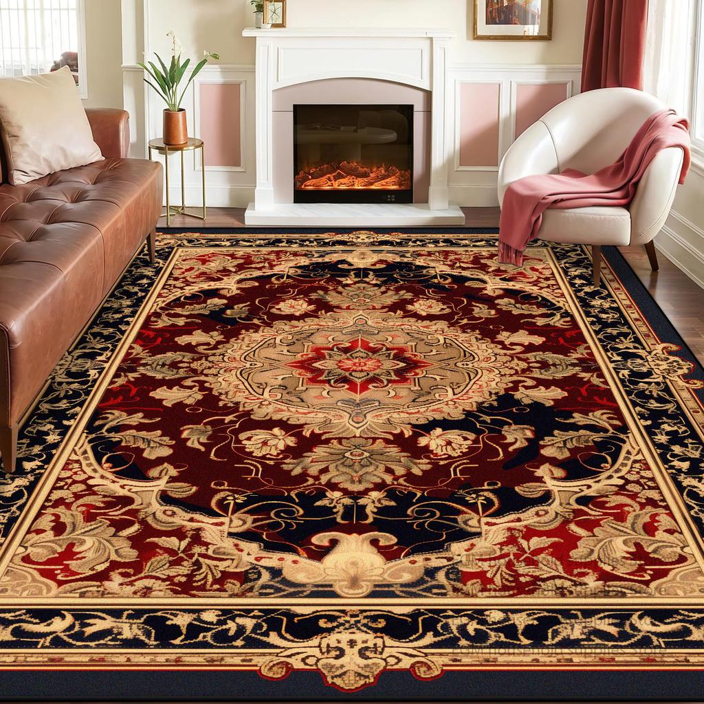 Persian Decoration Carpet Living Room Sofa Tea Table American Luxury Rugs Bedroom Washable Antiskid Entrance Floor Mat Lounge