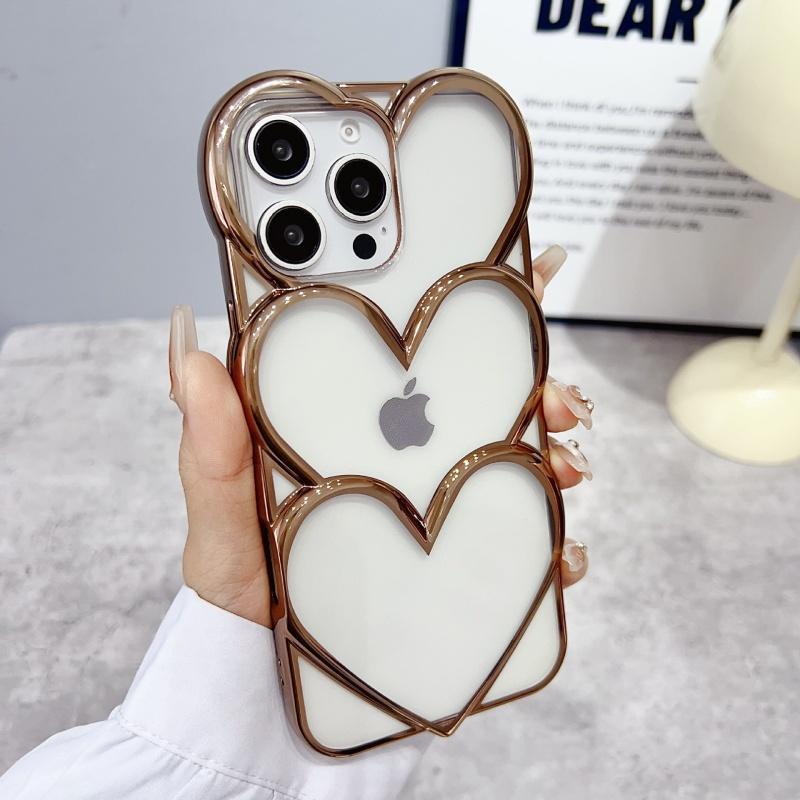 

Модный 3D серебристый чехол в виде сердца для iPhone 13 12 14 15 16 Pro Max 11, роскошный полый дизайн, покрытие, эстетичная обложка с любовью iPhone 11 золотой