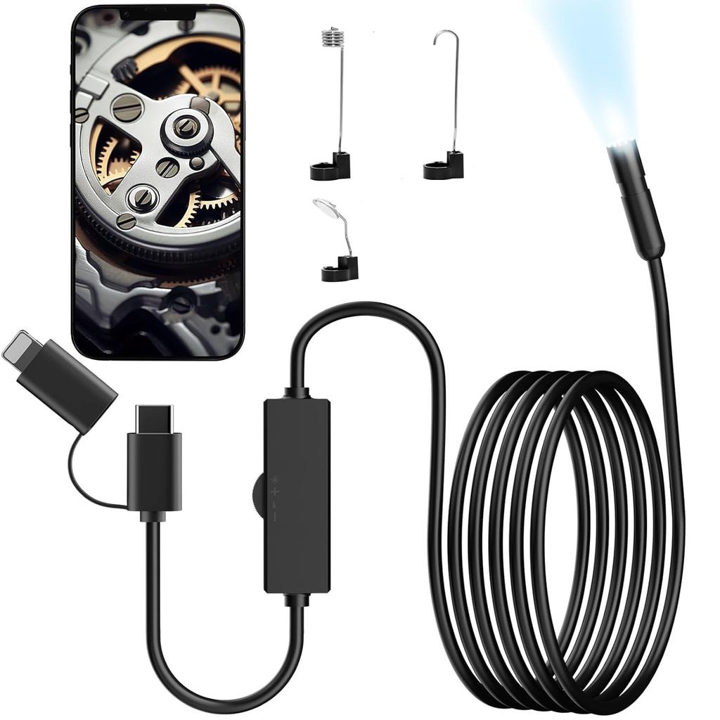 Fiberscope New 3 Million Optical Fiber Lens Mm IP 67 Level Industrial 8 High Brightness Adjustable LED Mobile Mirror Camera USB Full HD Micro Mirror