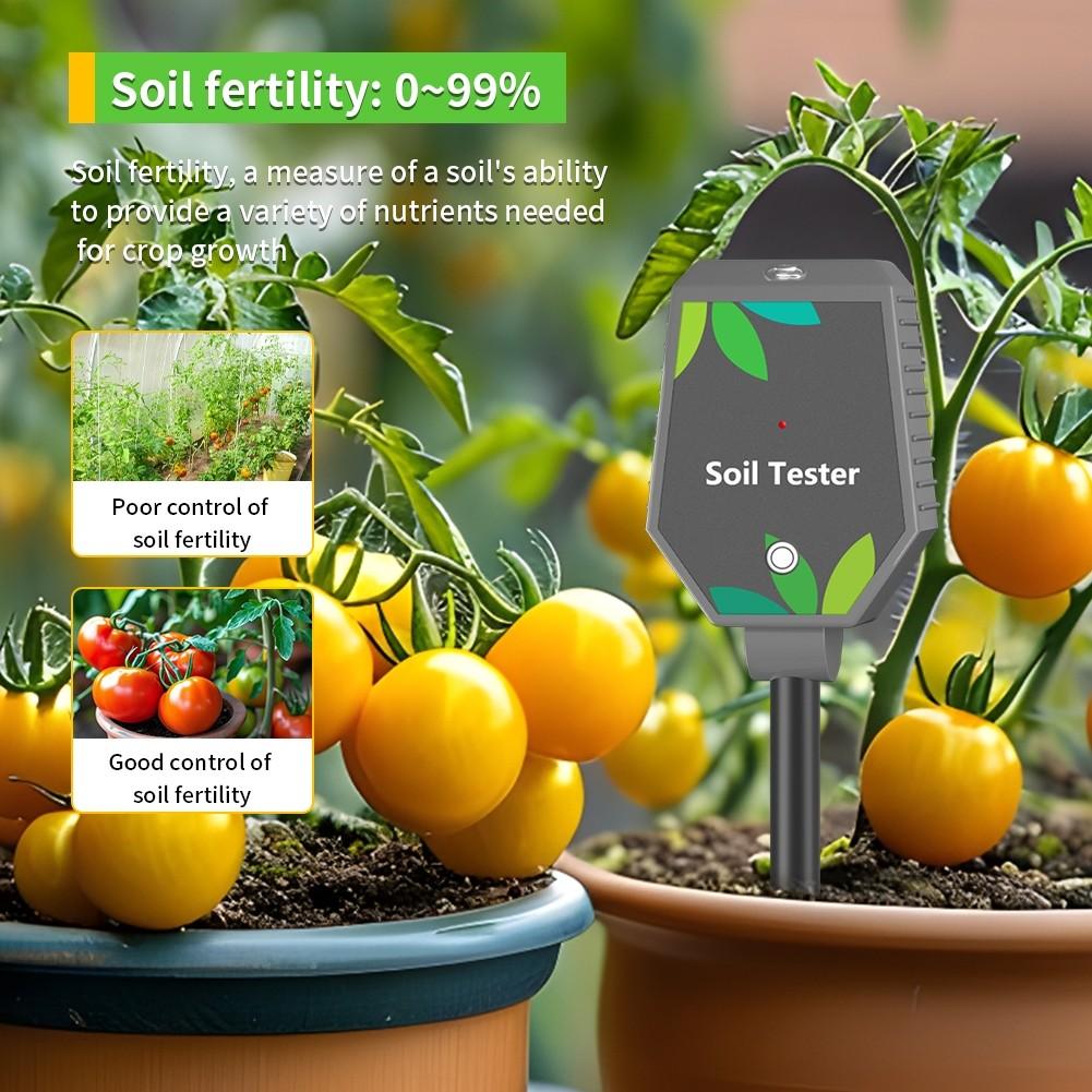 8 IN 1 Smart Bluetooth Soil Tester EC/PH/Fertility/Salt/Air Humidity/Temperature/Sunlight/Soil Moisture Monitors