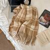 Autumn And Winter Classic Large Square Retro Imitation Cashmere Plaid Scarf Women'S Simple Warm Shawl