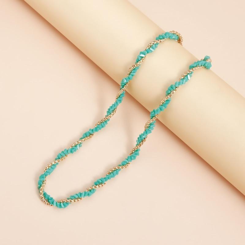 Stylish Layering Necklace Feature Sparkling Glass Crystals Adjustable Twist Chain For Casual or Formal Event