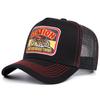 New American Retro Bullhead Motorcycle Trucker Cap Breathable Mesh Color Blocking Baseball Hat for Casual Sun Protection Outdoor