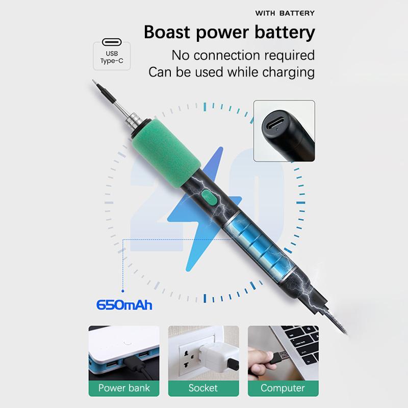 Usb Soldering Iron Adjustable Temperature Electric Soldering Iron Welding Solder Repair Tool Heater Soldering Tip Soldering Wire