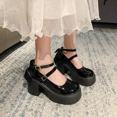 Ultra High-heeled Mary Jane Shoes Thick-soled Pumps for Women 2024 New Fashion Versatile Spring Round Toe Buckle Lolita Shoes
