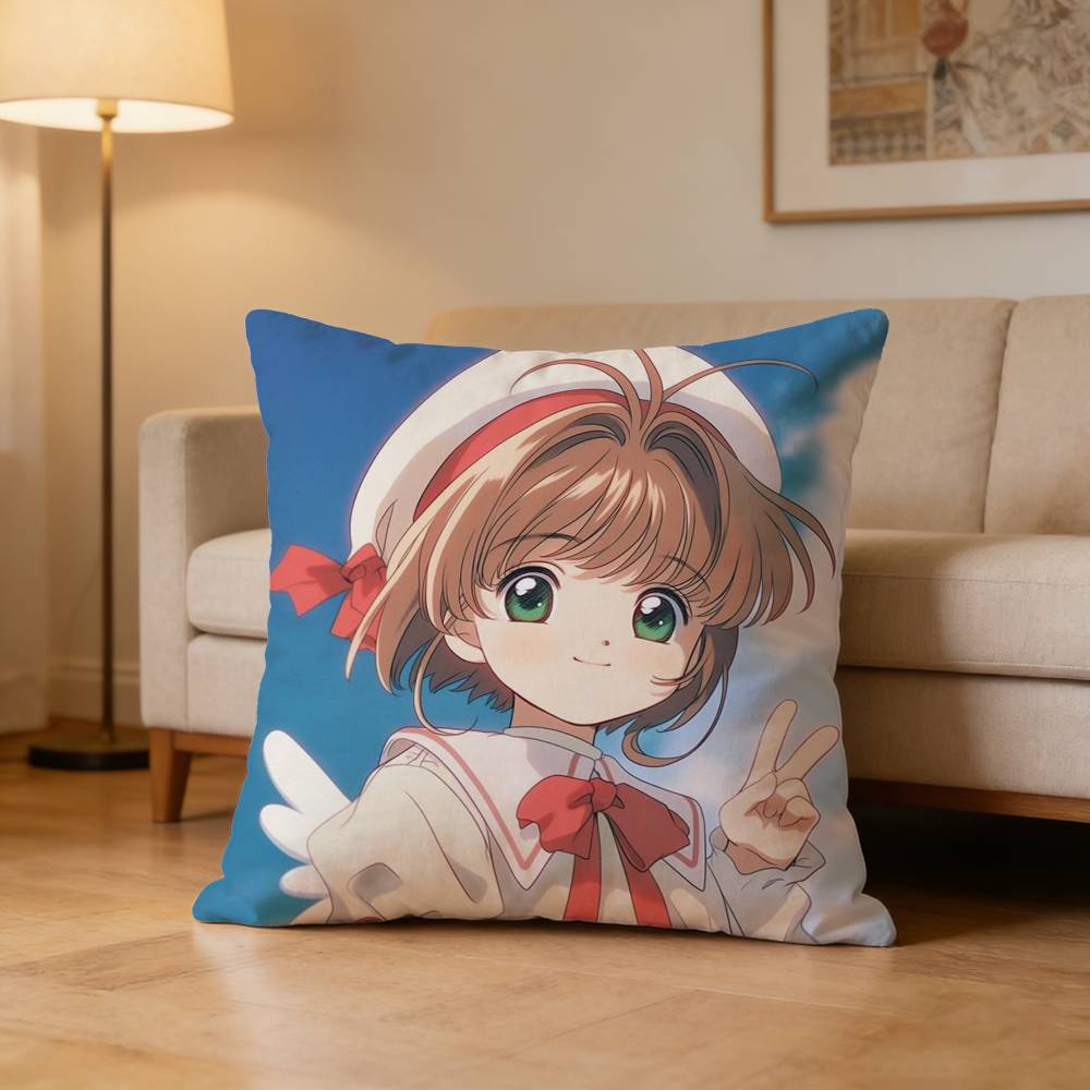 S-Sakura Kinomoto Pillow Case For Sofa Living Room Home Office Decor Protective Cover