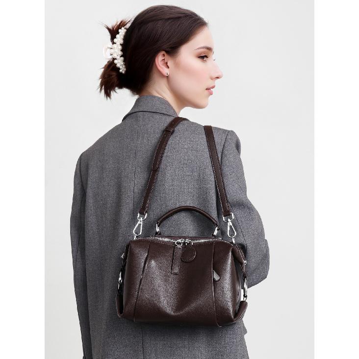 Women's New Single Shoulder Underarm Bag Geometric Bag Genuine Leather Pillow Bag Top Layer Cowhide Crossbody Commuter Bag