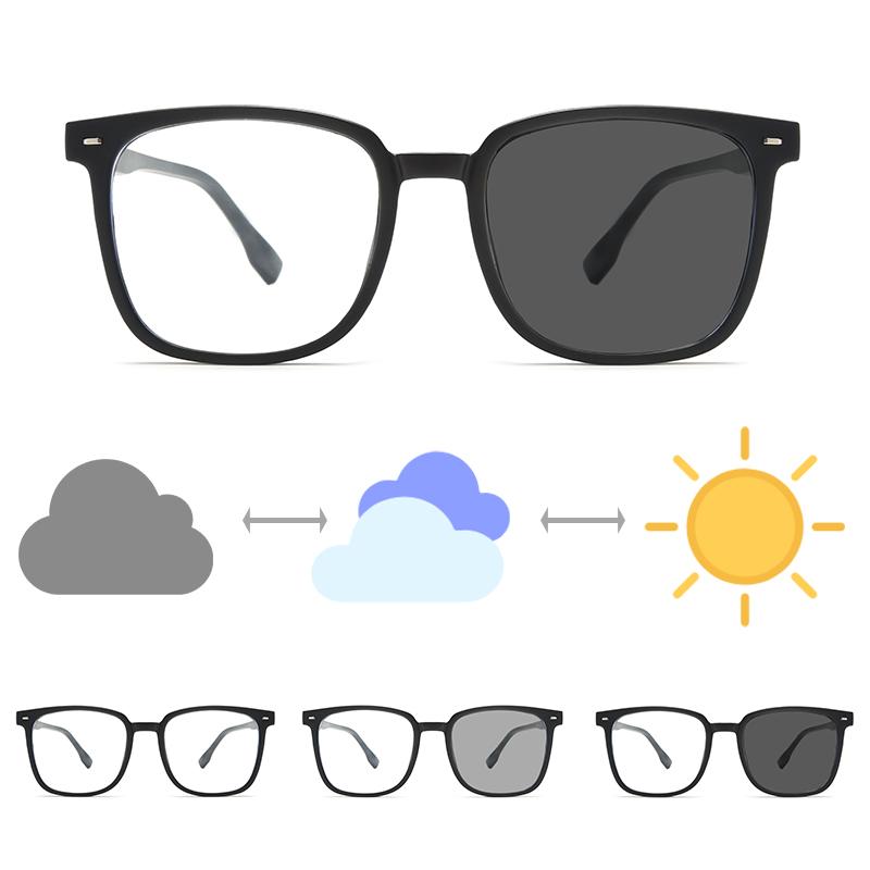 Photochromic Graded Sunglasses Anti Radiation Eye Glasses For Women Men Replaceable Lens square Eyeglasses