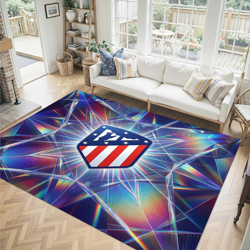 Design Atletico Madryt Kryształowy Aksamitny Dywan Przytulny Nie?Antypoślizgowy Dywan Wzorzysty Do Sypialni Salonu Przedpokoju