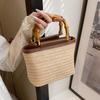 Weaving Bag Summer New Bamboo Handle Tote Straw Bag Niche Simple Shoulder Crossbody Bucket Bag Women's Bag