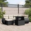 VidaXL Garden Lounge Set 7 Pcs with Cushions Black Wicker 3268676
