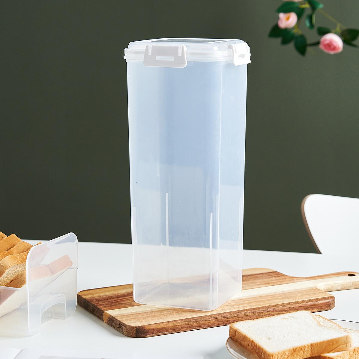 

Airtight Bread Box with Lid Clear Plastic Food Storage Box Container Reusable Rectangular Sandwich Jar for Freshness Kitchen белый