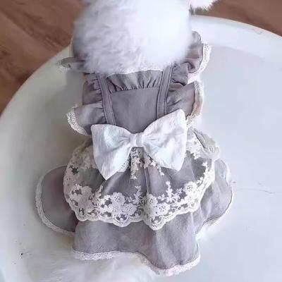 Comfortable Cotton Dog Vest Flying Sleeve Lace Cat Princess Skirt Breathable Cute Pet Clothes Small Animal