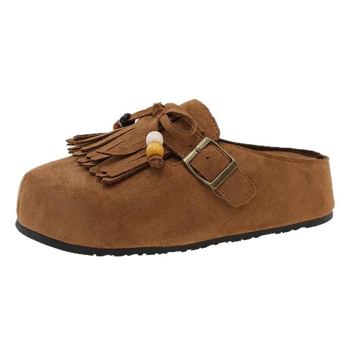 Yellow Platform Birkenstock Shoes Bag Head Half Slippers Women Wear One Pedal To Increase Height Summer and Autumn 2025 New Cool Slippers