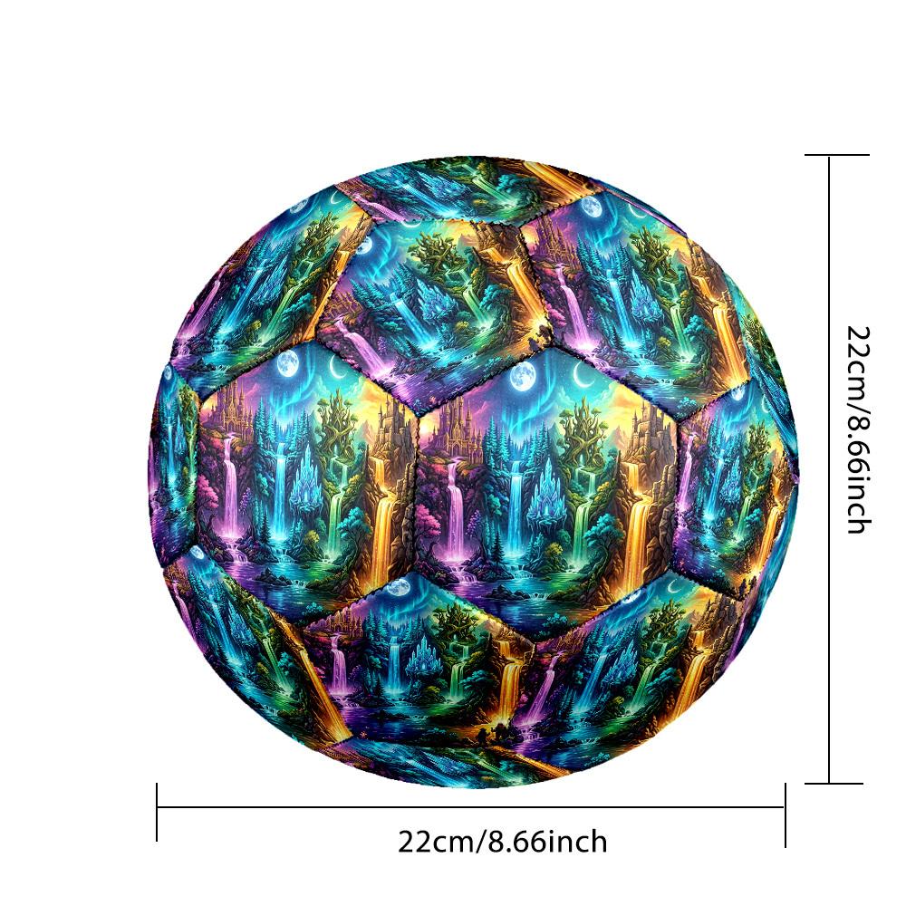 1pc Fantasy Waterfall Kingdom Theme Soccer Ball Football, Size 5, Lightweight PVC, Outdoor Training Soccer Ball,Sports Gift T61454