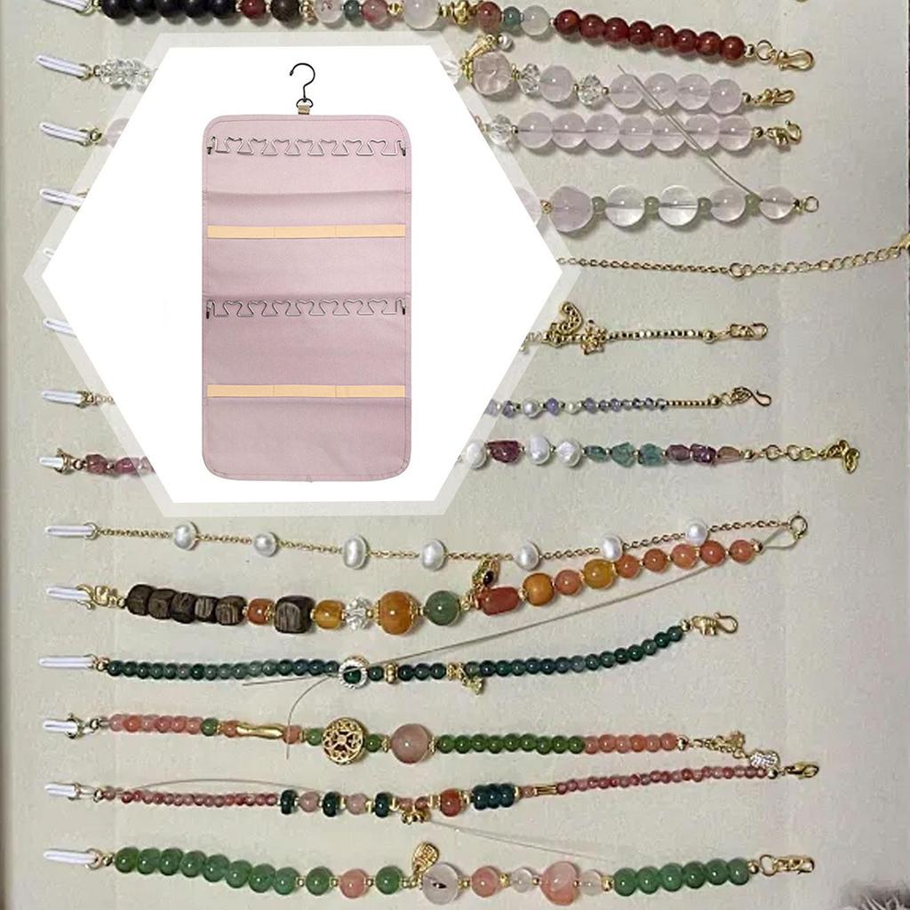 Double Sided Hanging Jewelry Organizer Roll for Earrings Rings Wall Door