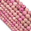 Natural Stone Beads 6 8 10 12mm Pink Travertine Round Loose Spacer Beads For Jewelry Making DIY Bracelets Necklace Accessories