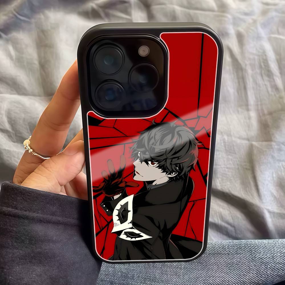 

P-Persona 5 Phone Case Black Hard Plastic Phone Case For Iphone 17 Air 16 15 14 13 12 11 Pro Max PC TPU Ins Case iPhone 17 Pro