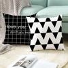 Nordic Throw Pillow Cover Black and White Letters Peach Velvet Cushion Cover Sofa Cushion Cover