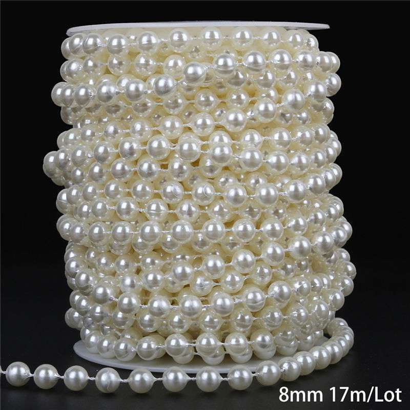 Multi-Size ABS Imitation Pearl Beads Chain Trim for DIY Wedding Dress Costume Applique Craft Accessories