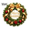 Festive Garland Decorations Christmas Wreath Window Stickers, Retro Santa Claus PVC Decals, Waterproof Decorative Seasonal Storefront Display