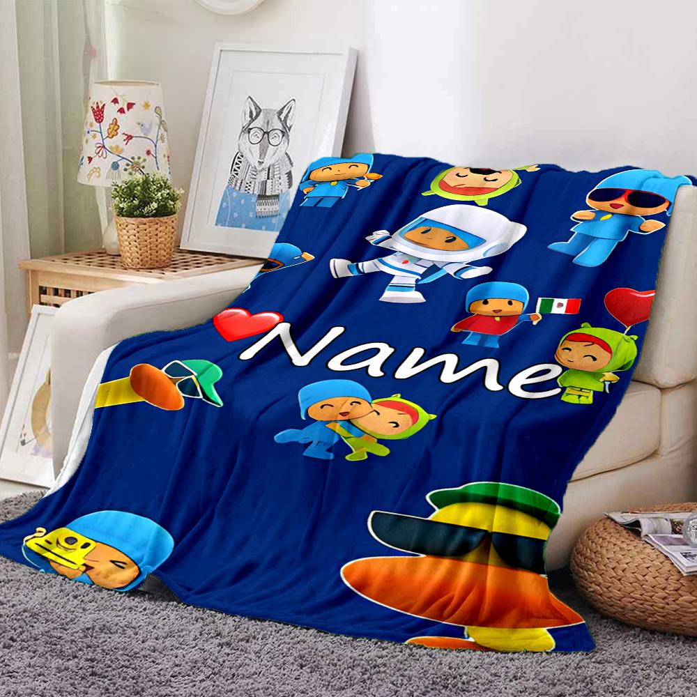 Customiz Name Personality Pocoyo Blanket Soft &Warm Sofa Office Bed Travel Lunch Break Blanket, Gift Suitable All Seasons