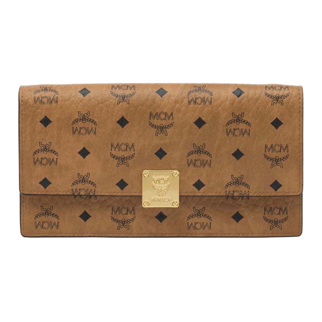

MCM Aren Visetos Classic Pattern Brass Nameplate Faux Leather Wallet Crossbody Bag Large Women bags Brandy MYLFATA01CO001 Basic Set (Bag+Dust Bag)