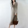 Women Sweater Dress 100% Wool MODERN NEW SAGA V-neck Knit Long Pullover Winter Jumpers Wool Long Dress Female