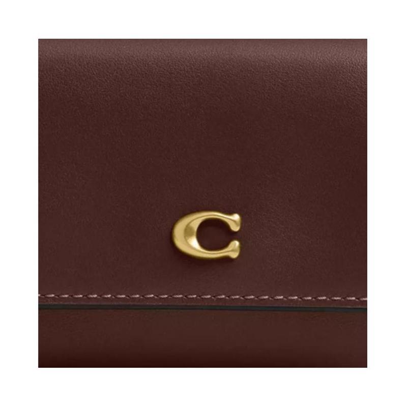 COACH Essential 11 Brand Logo Classic Calfskin Card Holder Regular Women's Maple maple color