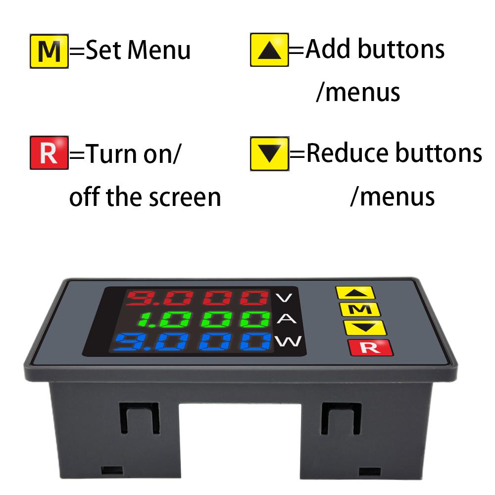 BM730 DC0-100V 10A LED Digital Voltmeter Ammeter Voltage Current Wattmeter Meter Volt Detector Tester Monitor Panel With alarm