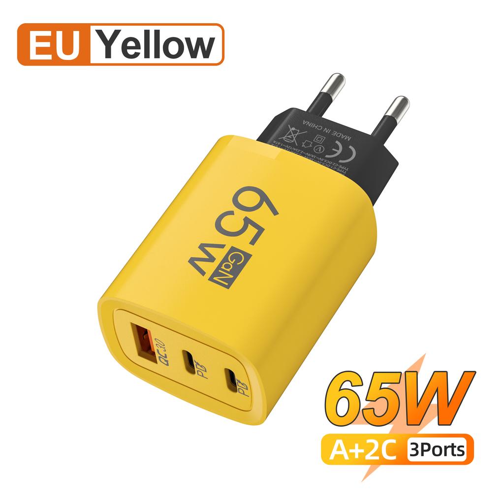 PD 65W GaN USB A Charger Fast Charging Quick Charger 3.0 Charger for IPhone 16 15 Samsung Xiaomi Mobile Phone Adapter EU US Plug