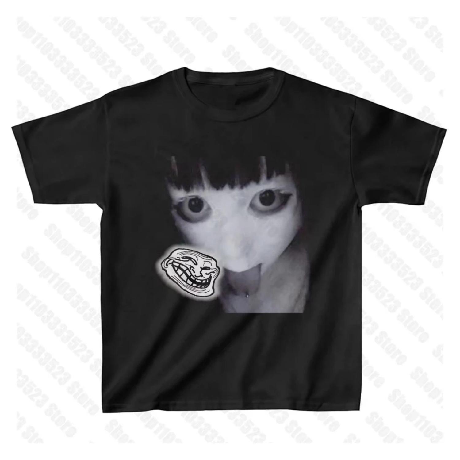 

Футболки в стиле 90-х Y2k Emo Streetwear Готические Harajuku Графическая одежда Футболки Винтажные Punk Принт Унисекс Повседневные футболки Топы S чёрный