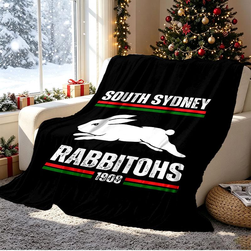 South Sydney Rabbitohs Pattern Blanket for Home Decoration, Bed, Sofa, Car Travel, Camping, Suitable for All Seasons, Birthday Christmas Gift