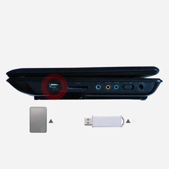 9,8 Zoll tragbarer DVD-Player Hohe Klarheit TV-Funktion Eingebauter Kartenleser Schwenkbarer Bildschirm Mobiler DVD-Player für unterwegs