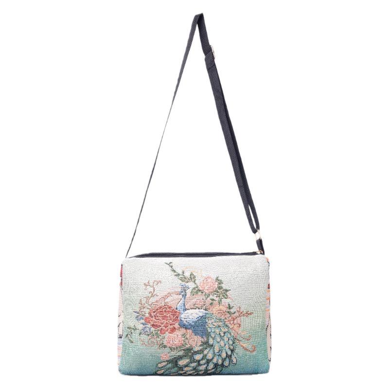 Bolsa Bordada Dupla Face Estilo Étnico, Bolsa Quadrada Pequena Feminina, Bolsa Transversal, Bolsa Pequena Leve, Bolsa de Viagem