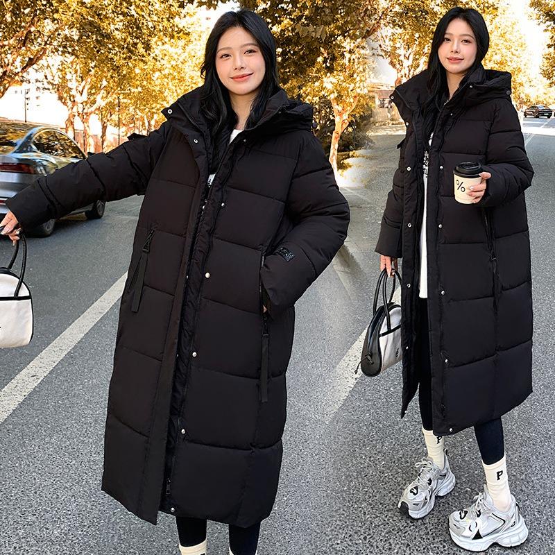 New Cotton-padded Clothes Women's Winter Long Over-the-knee Hooded Women's Cotton-padded Clothes Thickened Cotton-padded Jackets Trendy