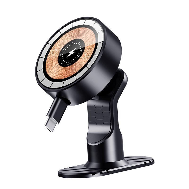 Einziehbarer magnetischer kabelloser Autoladegerät und Handyhalter für MagSafe und Apple Schnellladung