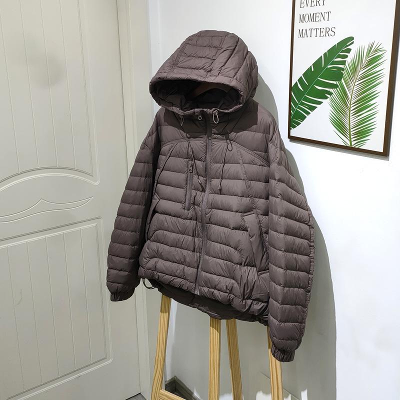 Korean Style Women's 90% Duck Down Jacket - High Quality, Casual, Thin, Loose Fit, Hooded Coat for Autumn/Winter