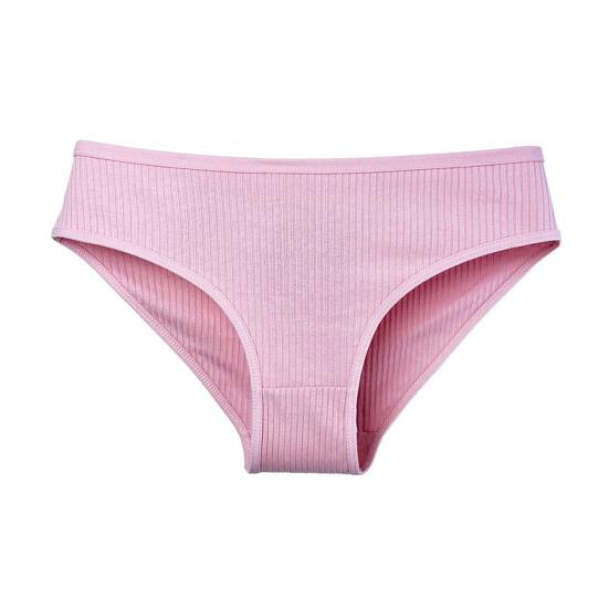 Bomullsunderkläder för Kvinnor Sexiga Lågt Skurna Ribbade Hipster Bikiniunderbyxor Full Täckning Andningsbara Cheeky Trosor