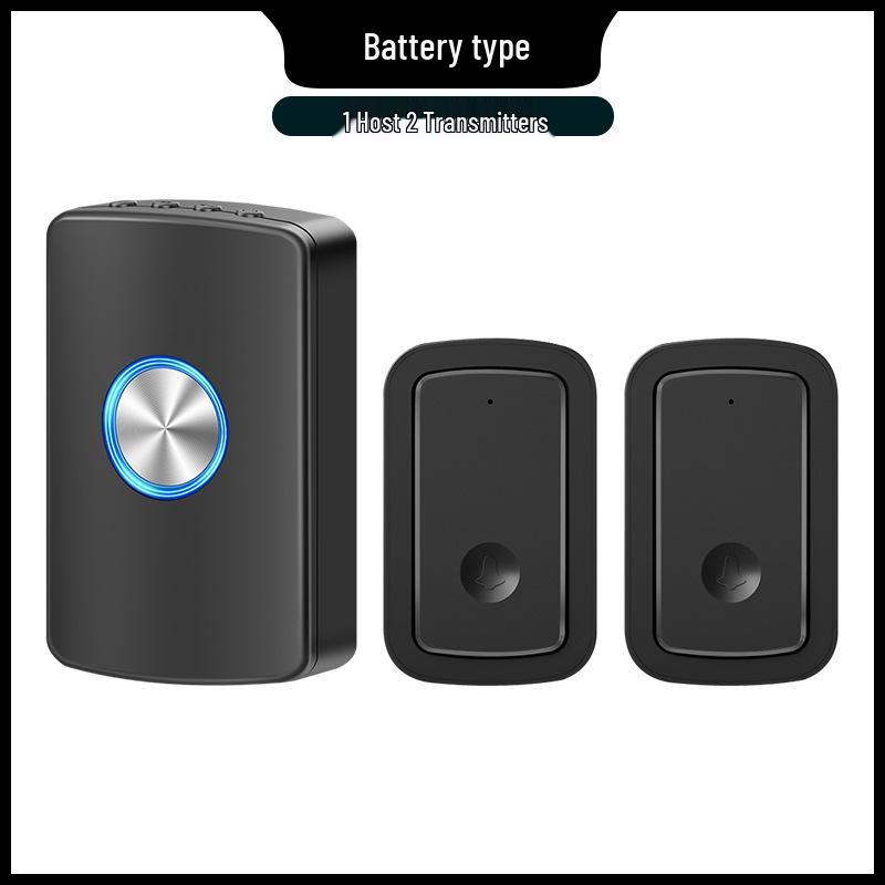 Ling Er Wireless Waterproof Doorbell: Ultra-Long Range, Battery-Powered, No Plug-In, with Remote Control & Elderly Call Button (One-to-Two). Ling Er Model A черный