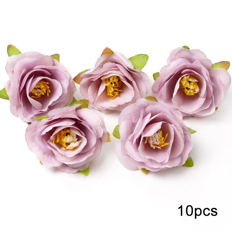 Purple Artificial Flowers Heads Silk Fake Flowers For Home Decor Party Wedding Decoration DIY Valentine's Day Gifts Accessories