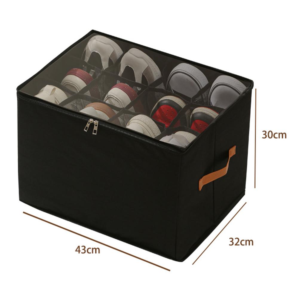 Foldable Shoe Storage Box with 16 Adjustable Dividers Fabric Material for Customizable Shoe Storage and Space Saving