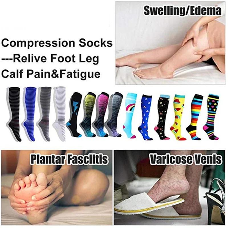 4 Pairs Women Men Compression Socks Stockings Elastic Sports Beautiful Leg Running Nurse Outdoor Climbing Cycling Socks Gym