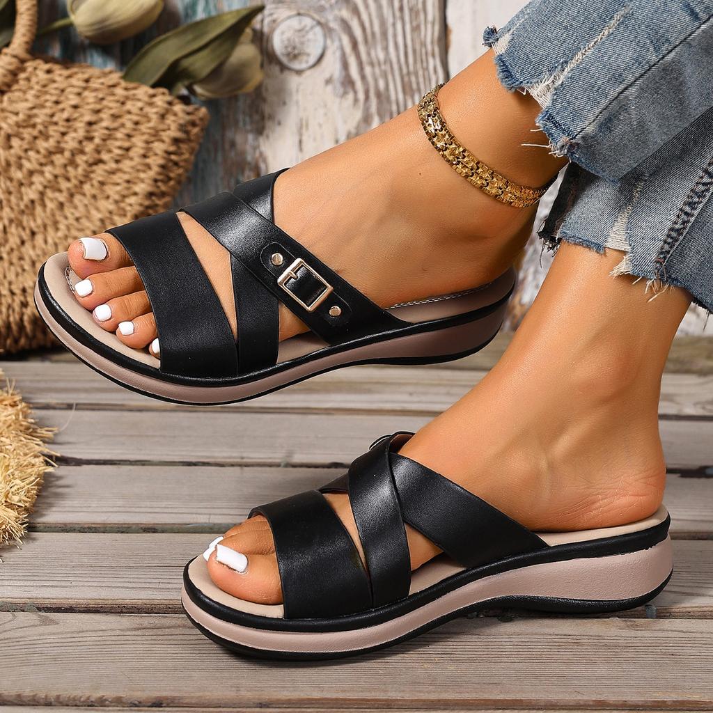 New Summer Fashion Platform Wedge Sandals Women's Fashion Atmosphere Large Size Platform Slippers Beach Shoes